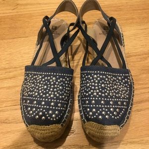 Denim studded espadrilles flats 7m